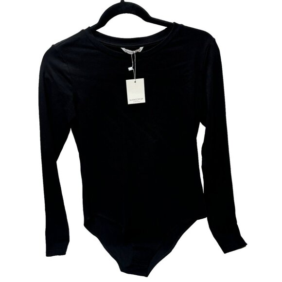 Women's Small Black Long Sleeve Bodysuit – Round Neck & Comfortable Fit New - Picture 1 of 7